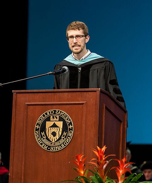 Brian Mick speaking at Commencement 2017